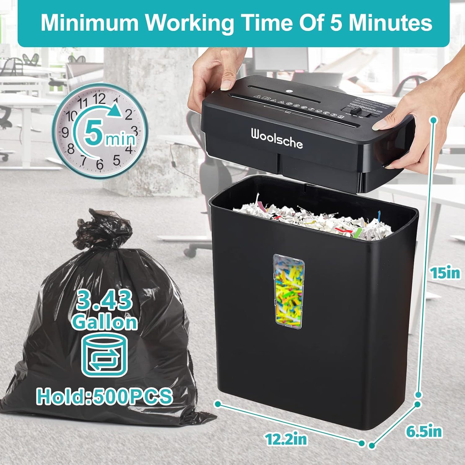 Paper Shredder -10 Sheets Of Paper Cut Horizontally With 3.43 Gallon Paper Basket - P-4 Security Level -3 Mode Designs - Shreds CDs And Credit Cards - Durable, Fast, Anti Paper Jam, Suitable For Home - Image 5
