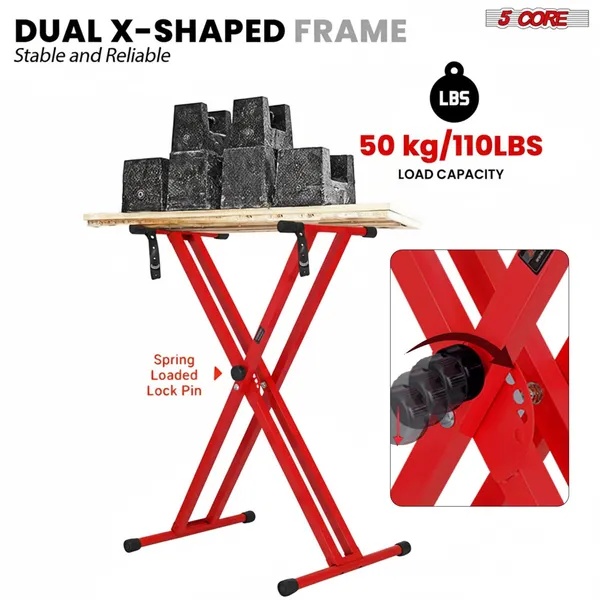 5 Core Keyboard Stand Dual X Shape Adjustable Foldable Portable Key Board Stands W Locking Strap - Image 5