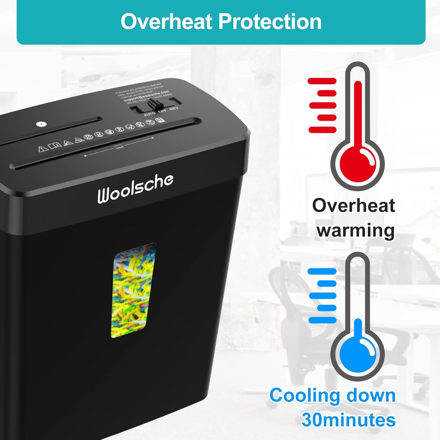 Paper Shredder -10 Sheets Of Paper Cut Horizontally With 3.43 Gallon Paper Basket - P-4 Security Level -3 Mode Designs - Shreds CDs And Credit Cards - Durable, Fast, Anti Paper Jam, Suitable For Home - Image 3