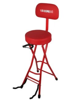 5Core Guitar Stool 3.15" Padded Chair W Backrest Foldable Music Seat Built In Foot Rest Guitar Stand