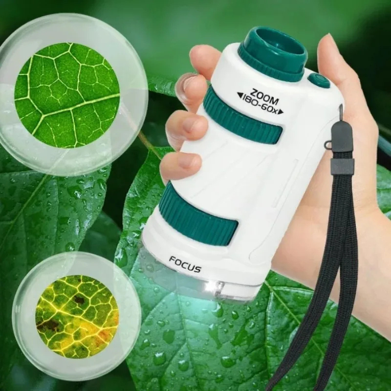 Kid Science Experiment Pocket Microscope Toy Kit 60-120x Educational Mini Handheld Microscope With Light Children Toys Gift - Image 6